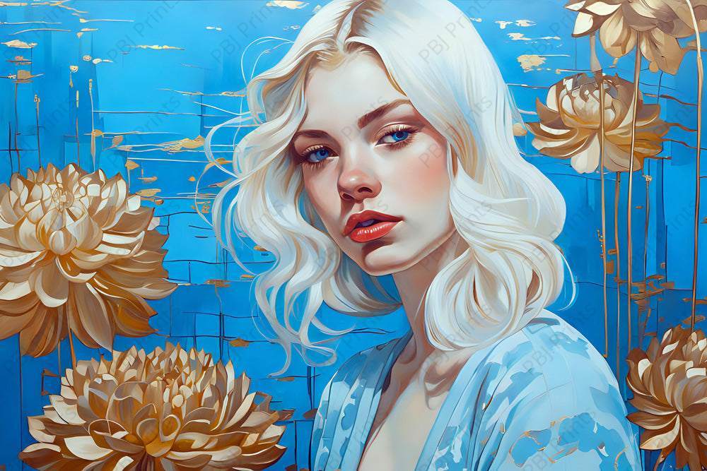 Chloé en Blue - by HAUTEGRAPHIQUE - Ai, Floral, New Arrivals, Woman