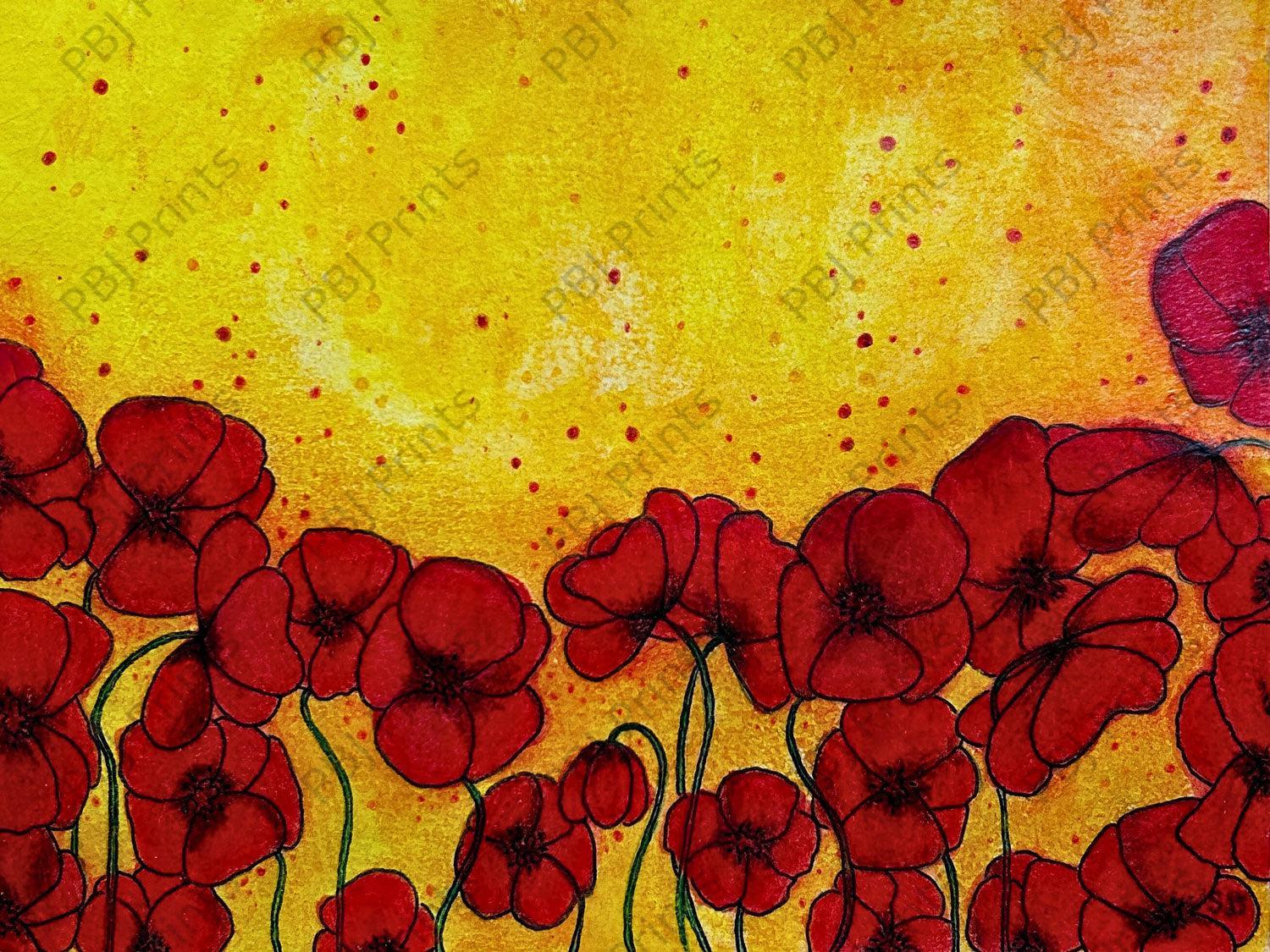 Poppy Field - Artist by Renewed Spirit Home - Art Print, Decoupage Rice Paper, Flat Canvas Print, Giclee Print, Photo Paper, Poster Print
