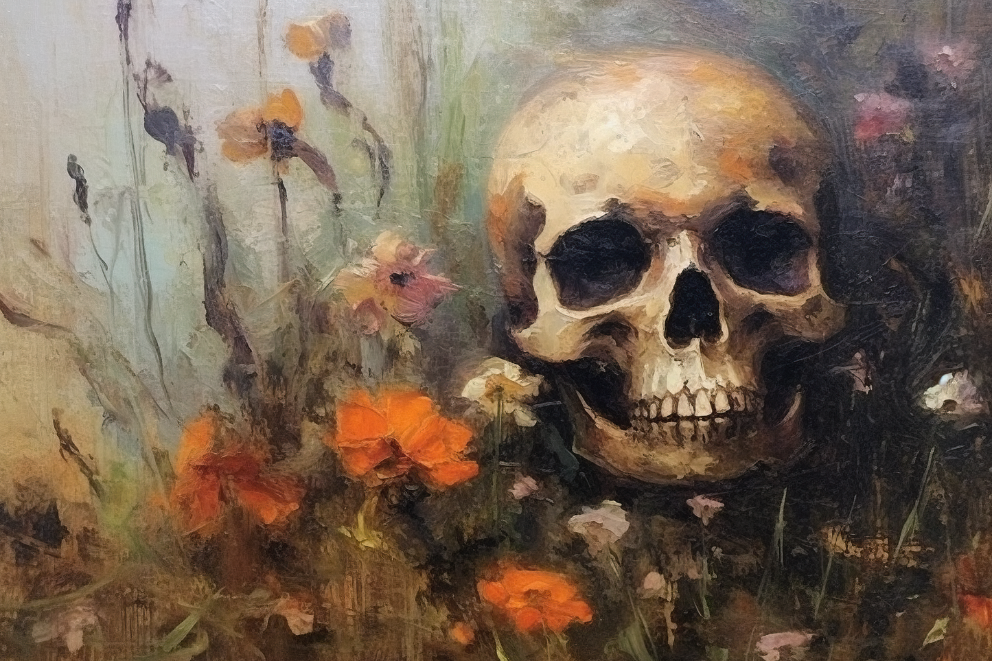 Life's Perseverance - Artist by Whimsykel Designs - Flowers, Halloween, skull