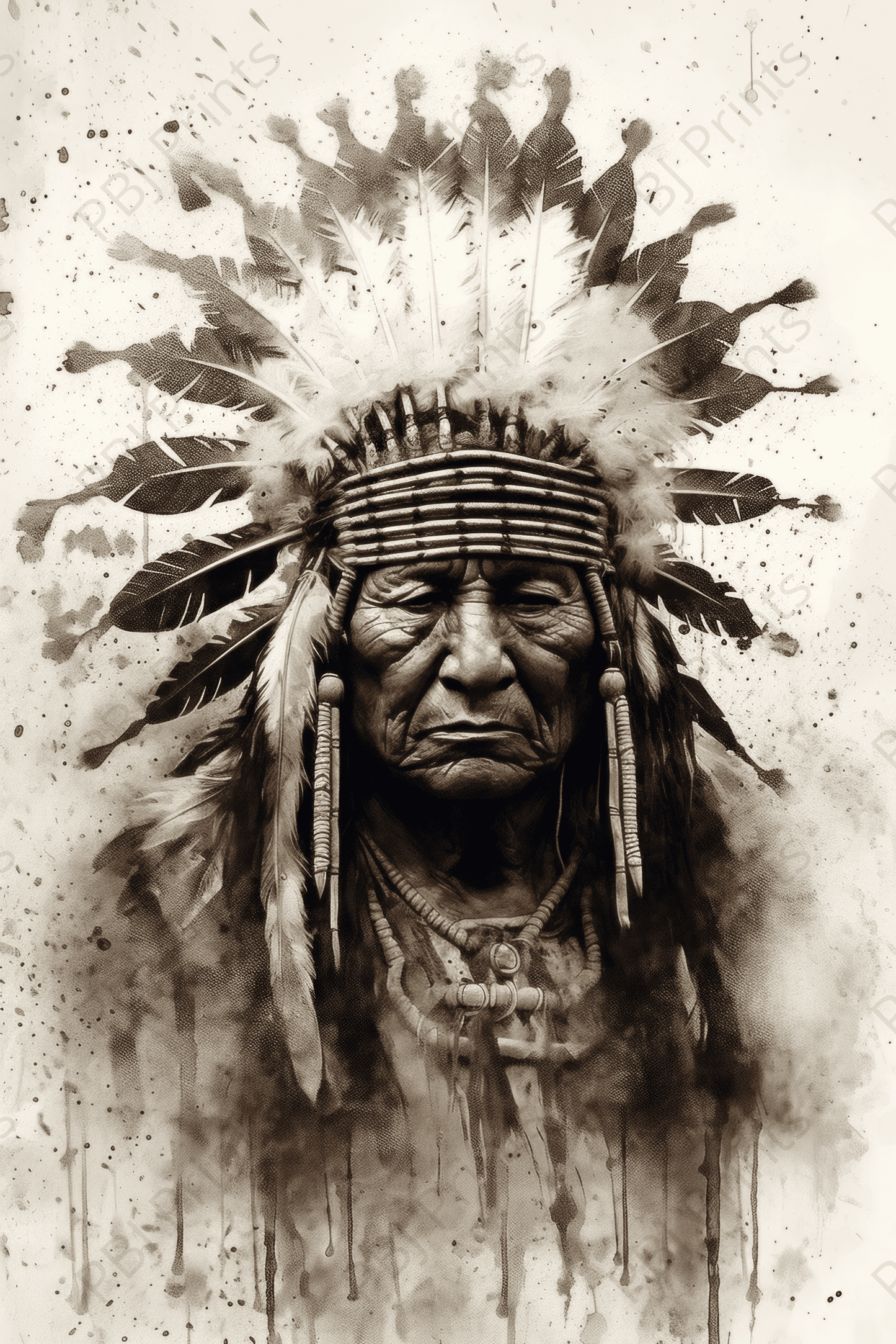 Chief Kangee - Artist by Whimsykel Designs - American Indian, Cheif