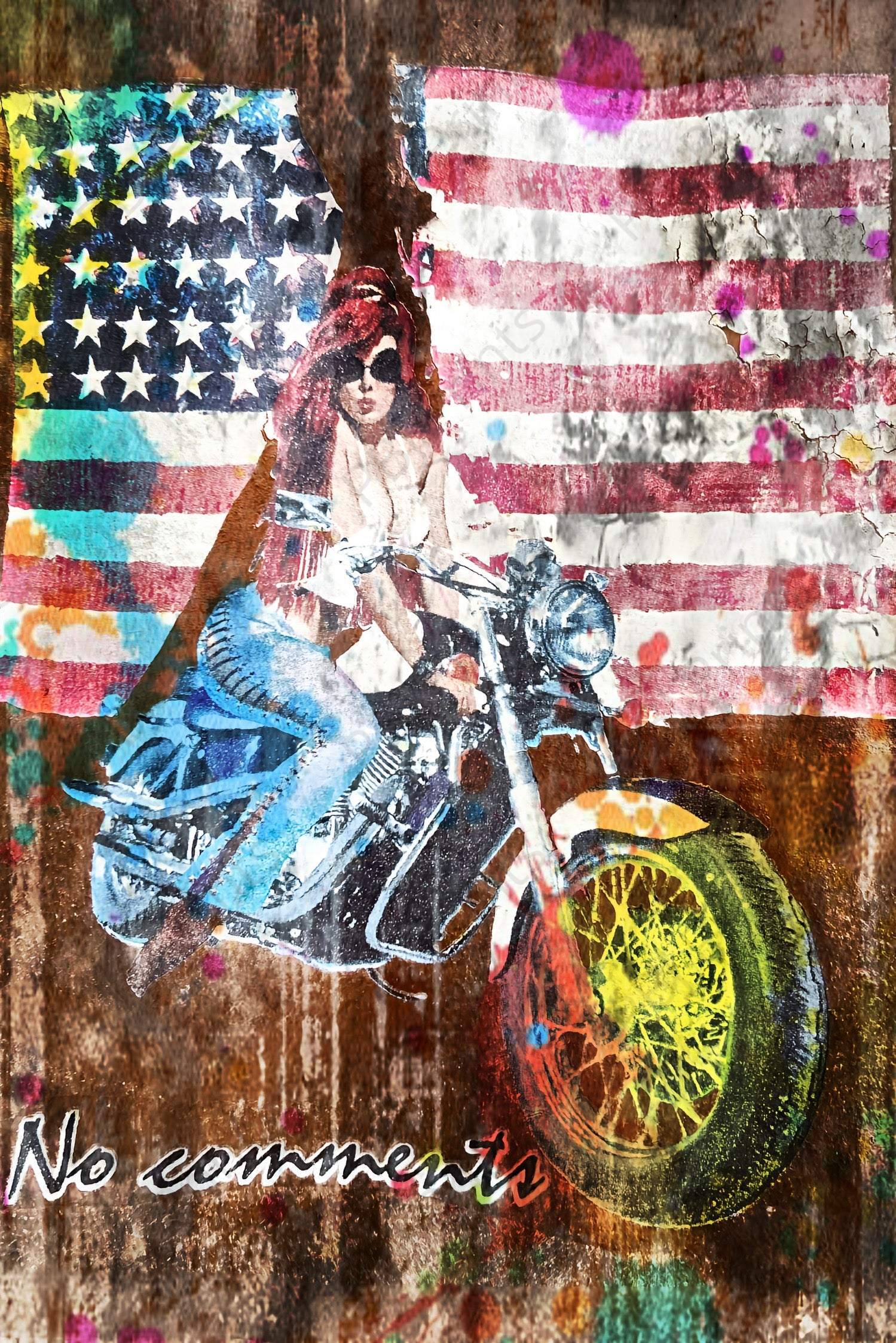 Chopper Mama - Artist by Davina Dell Design - Art Prints, Decoupage Rice Paper, Flat Canvas Prints, Giclee Prints, Photo Prints, Poster Prints