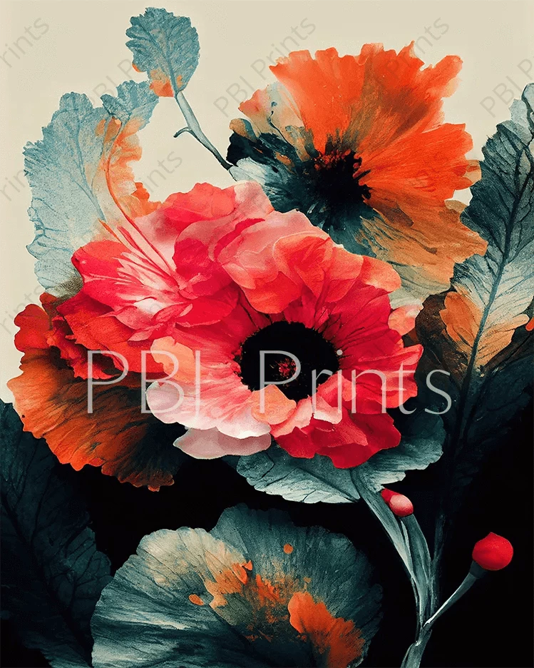Coral Orange Poppy Flower - Artist by Whimsykel Designs -