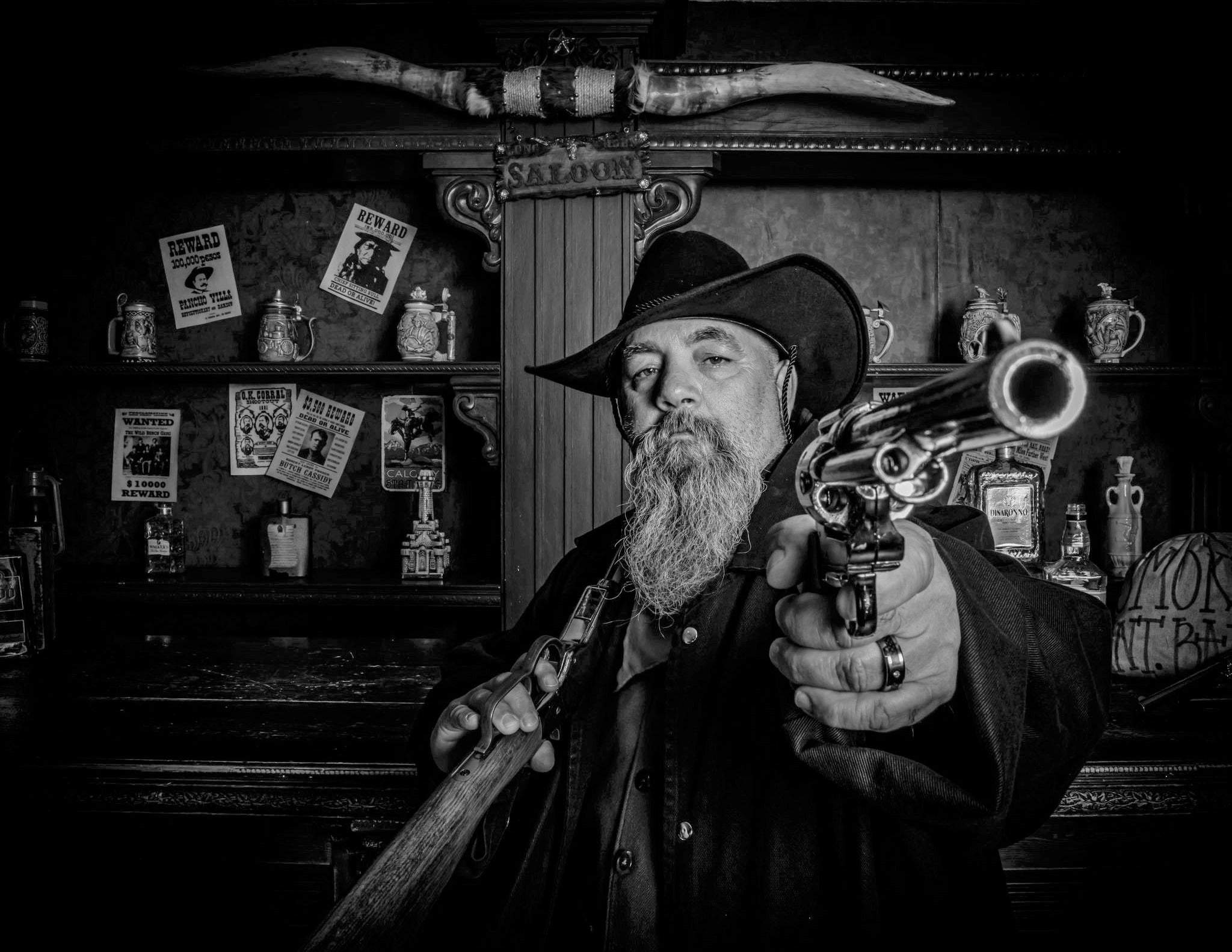 Down The Barrel B/W - Artist by 2chattychicks teaching eclectic creations - Art Prints, Decoupage Rice Paper, Flat Canvas Prints, Giclee Prints, Photo Prints, Poster Prints
