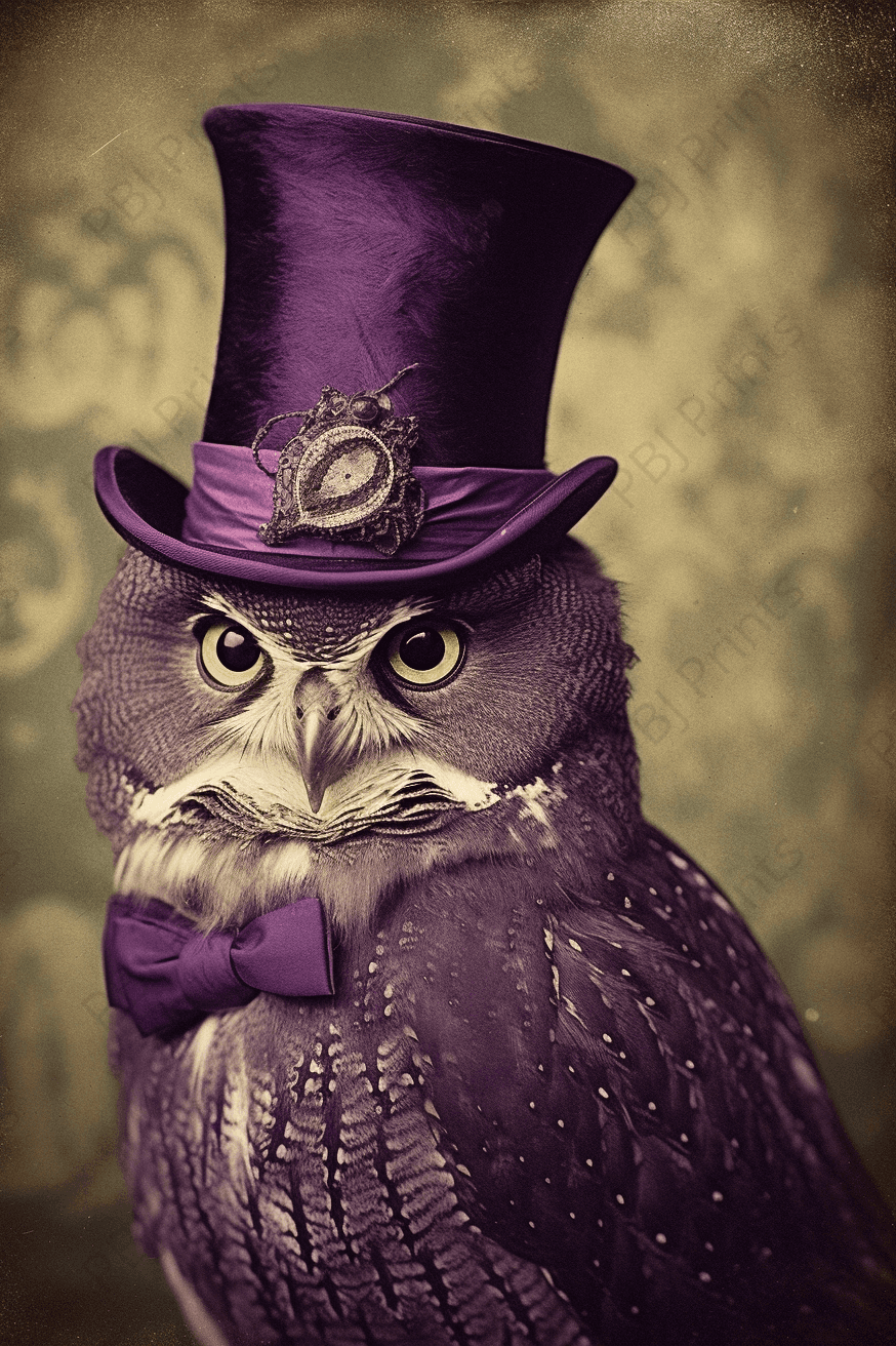 Fantasy Owl - by Audrey Hughes - AI, Bird, Owl, Purple