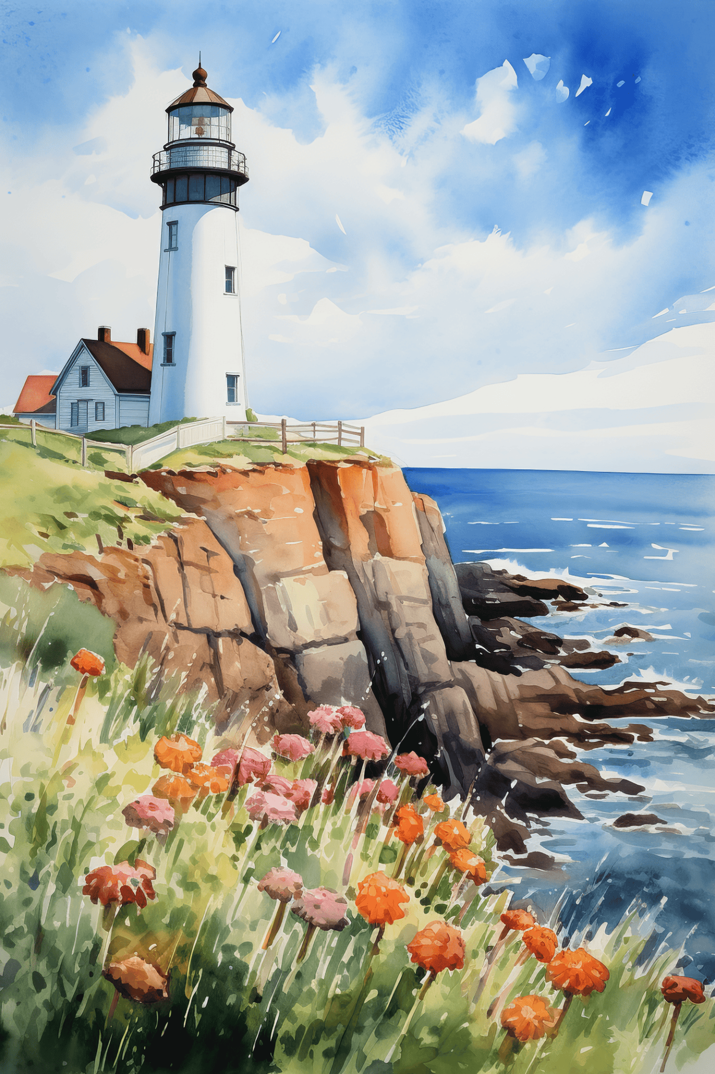 Lighthouse Cliff - by INKWELL DESIGNERS® - AI, New Arrivals