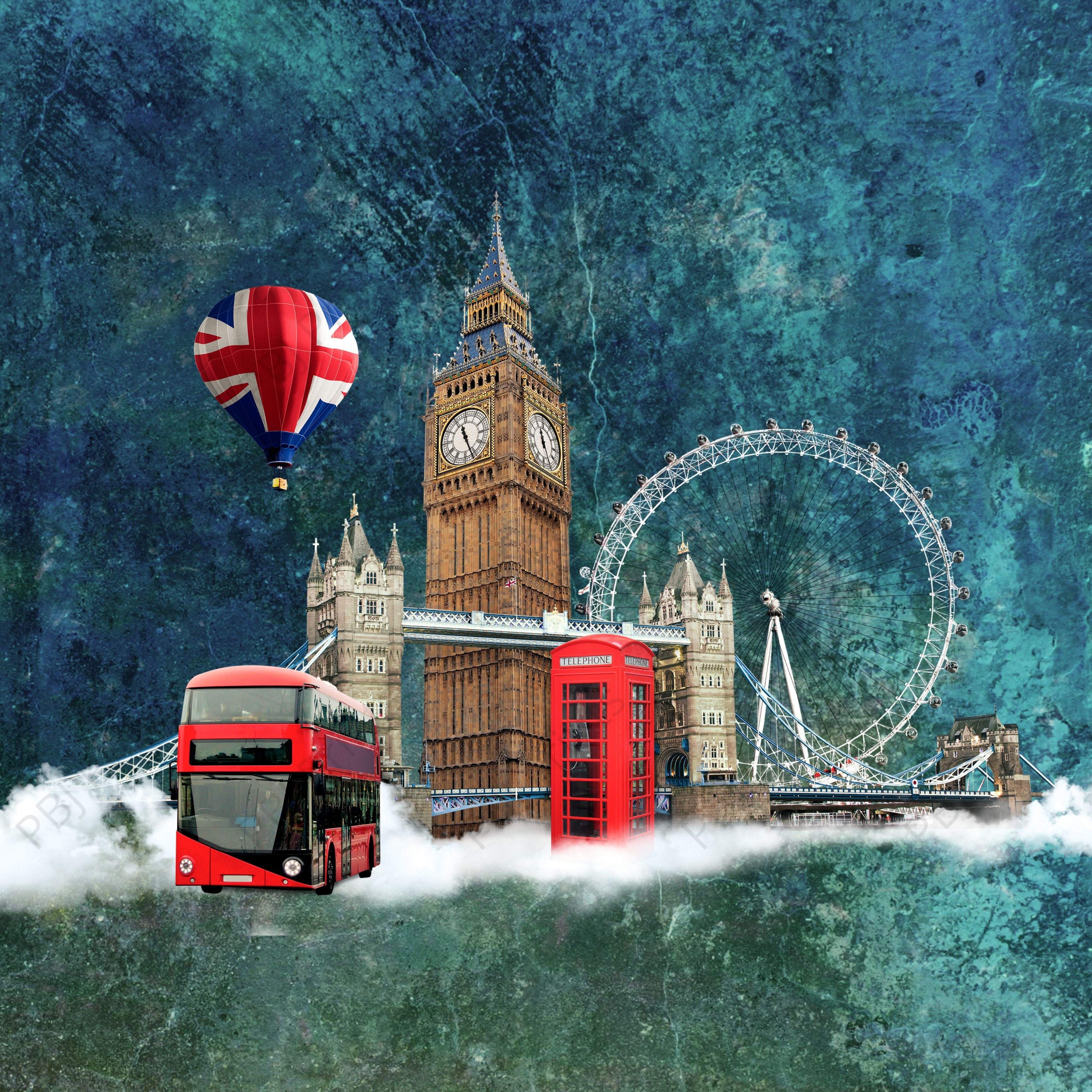 London in the Sky - Artist by Sarah Lopp - Art Prints, Decoupage Rice Paper, Flat Canvas Prints, Giclee Prints, Photo Prints, Poster Prints