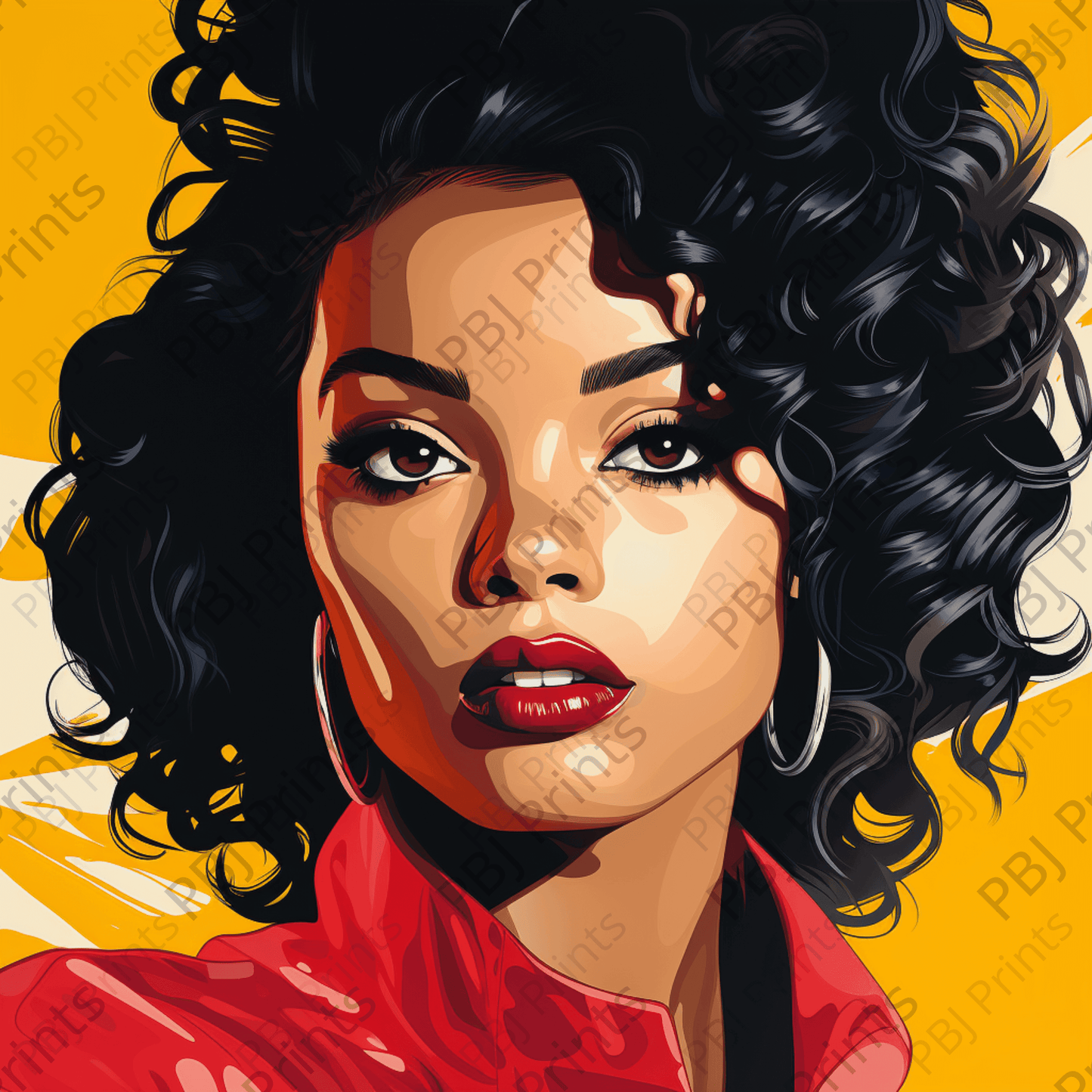 Monica Pop Art - by Audrey Hughes - Art Print, Black Art, Black Woman, Decoupage Rice Paper, Decoupage Tissue Paper, Empowerment, Giclee Print, Photo Paper Print, Pop Art, Poster Print