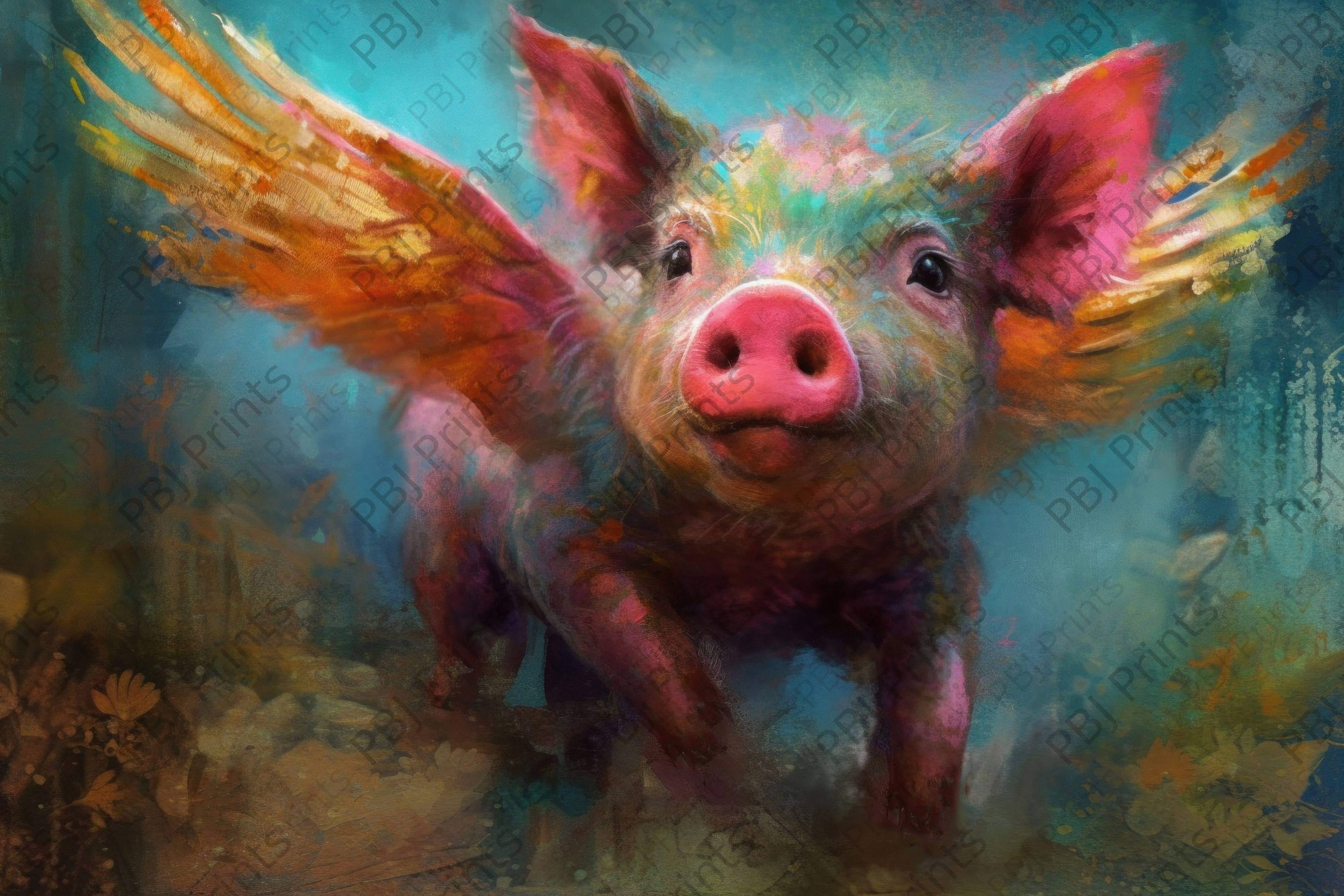 Pigasus - Artist by Whimsykel Designs - Art Prints, Decoupage Rice Paper, Flat Canvas Prints, Giclee Prints, Photo Prints, Poster Prints