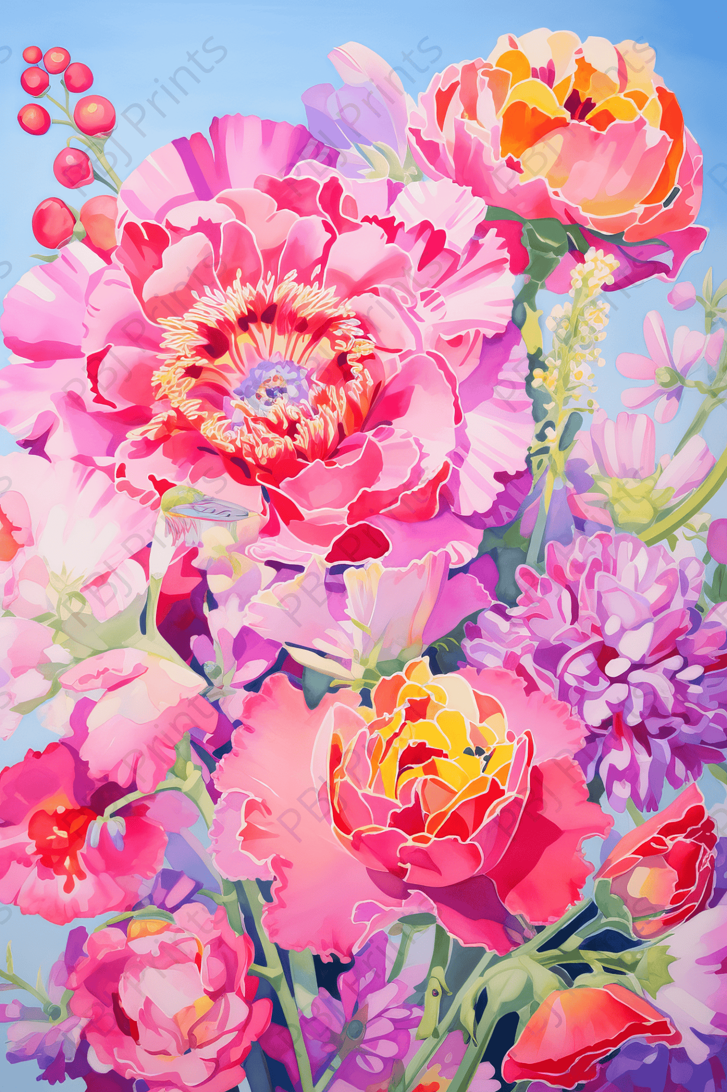 Pink Party Peonies - by INKWELL DESIGNERS® - Ai, Floral, Flowers, New Arrivals