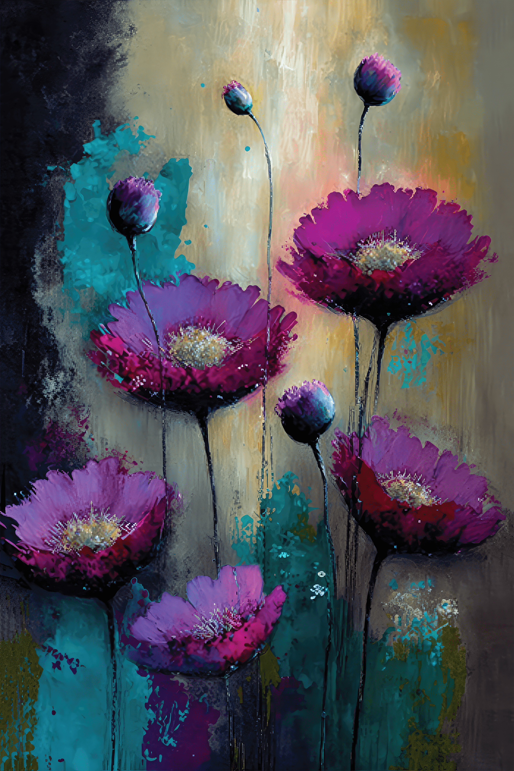 Purple Poppies - Artist by Whimsykel Designs - Art Prints, Decoupage Rice Paper, Flat Canvas Prints, Giclee Prints, Photo Prints, Poster Prints