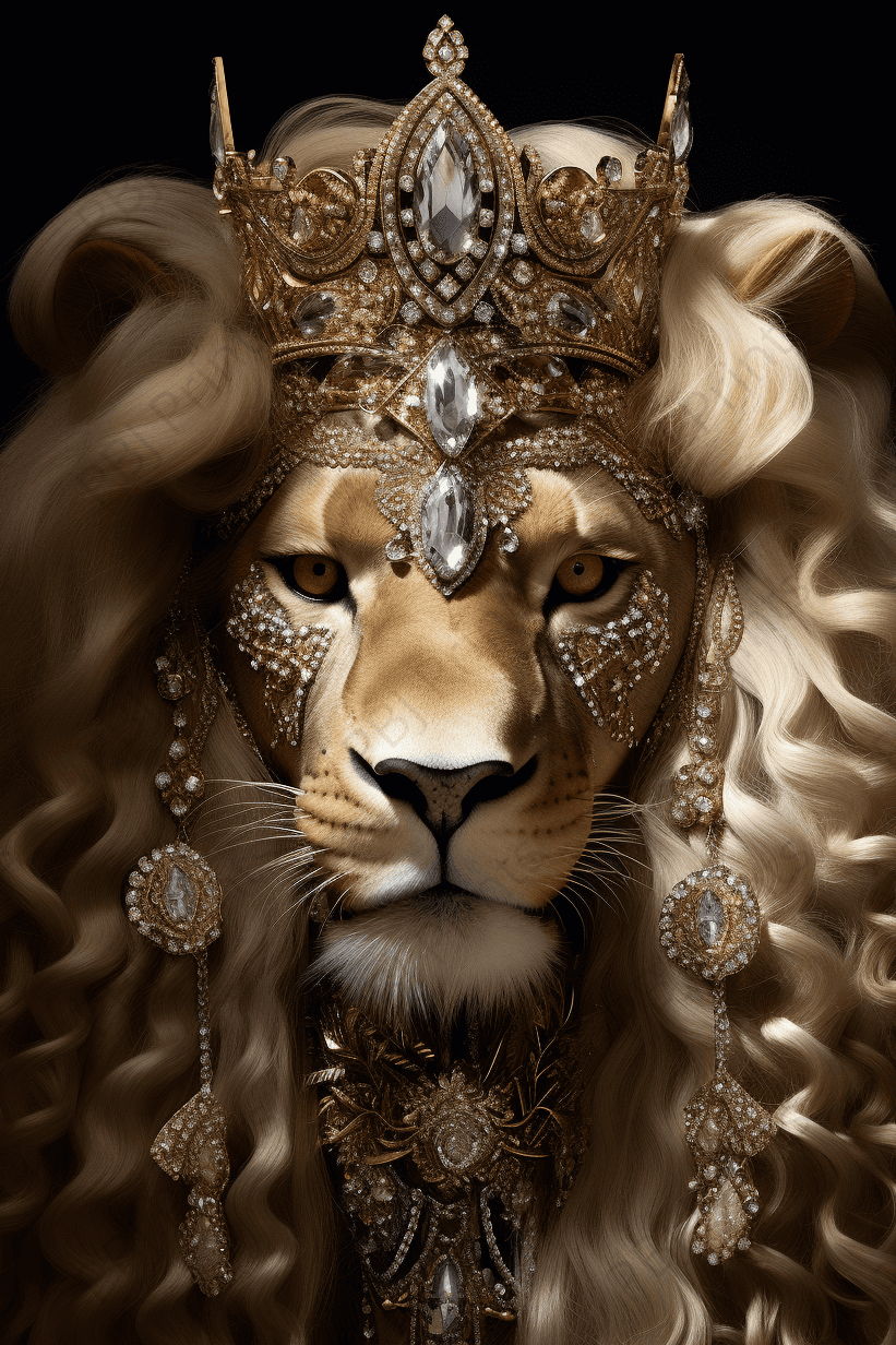 Majestic Crowned Lion Digital Artwork – PBJ Prints