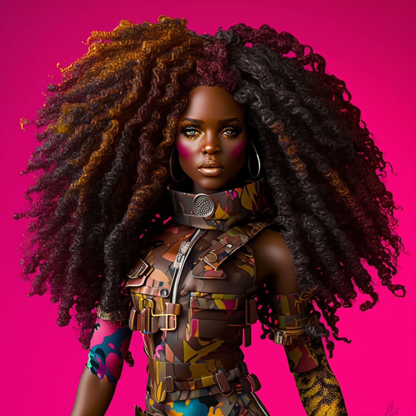 Sasha B - by Audrey Hughes - Art Print, Barbie, Black Artist, Decoupage Rice Paper, Decoupage Tissue Paper, Empowerment, Giclee Print, Photo Paper Print, Poster Print