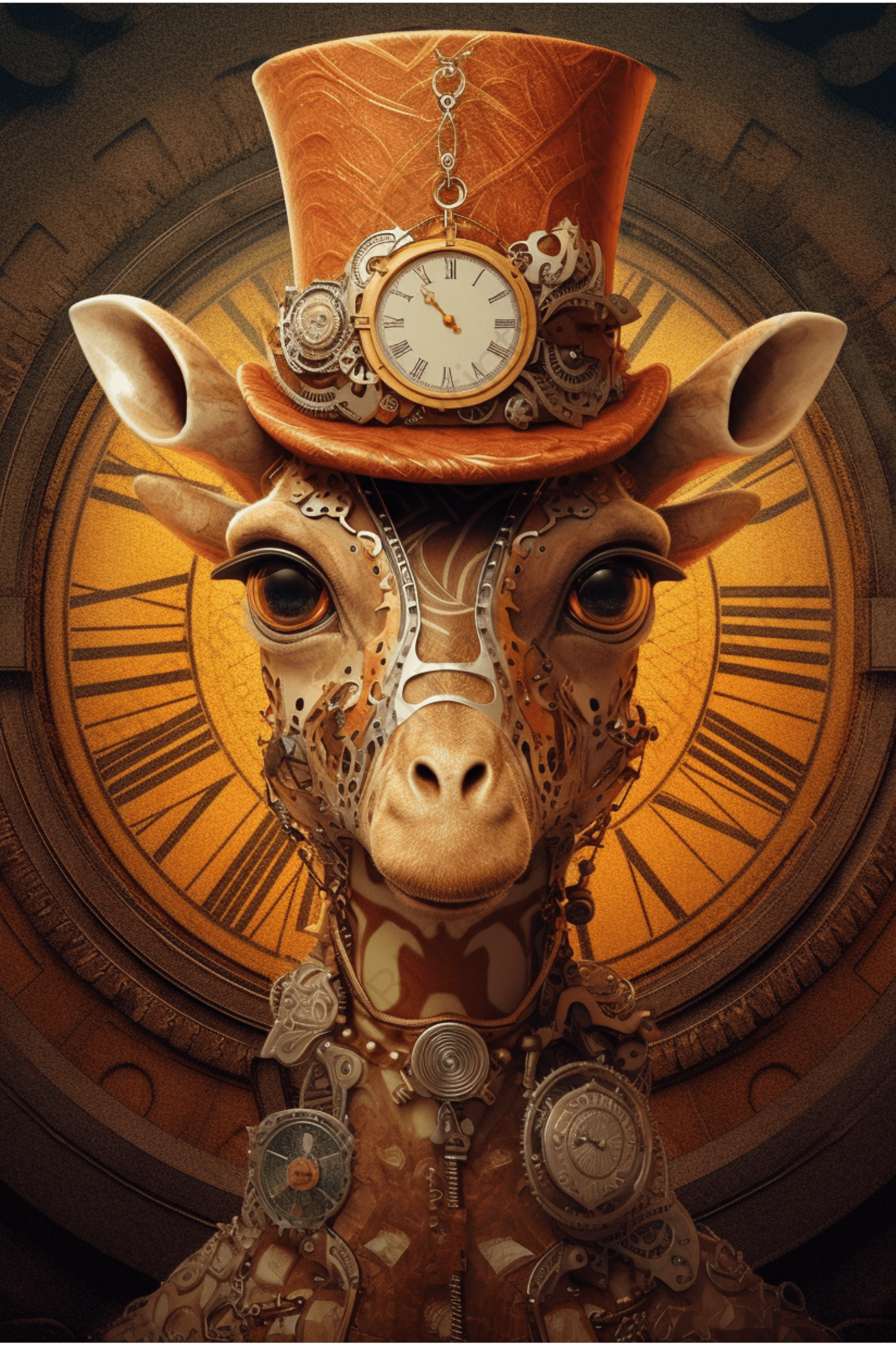 Stan the Steampunk Giraffe - Artist by Audrey Hughes - Art Prints, Decoupage Rice Paper, Flat Canvas Prints, Giclee Prints, Photo Prints, Poster Prints