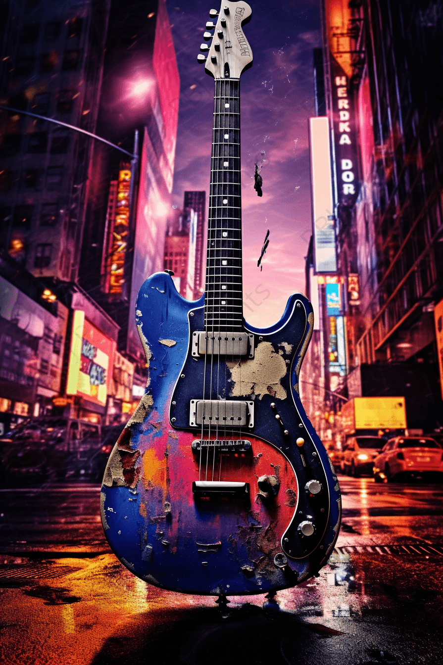 The Blues - by Audrey Hughes - AI, Guitar, Instrument, Music