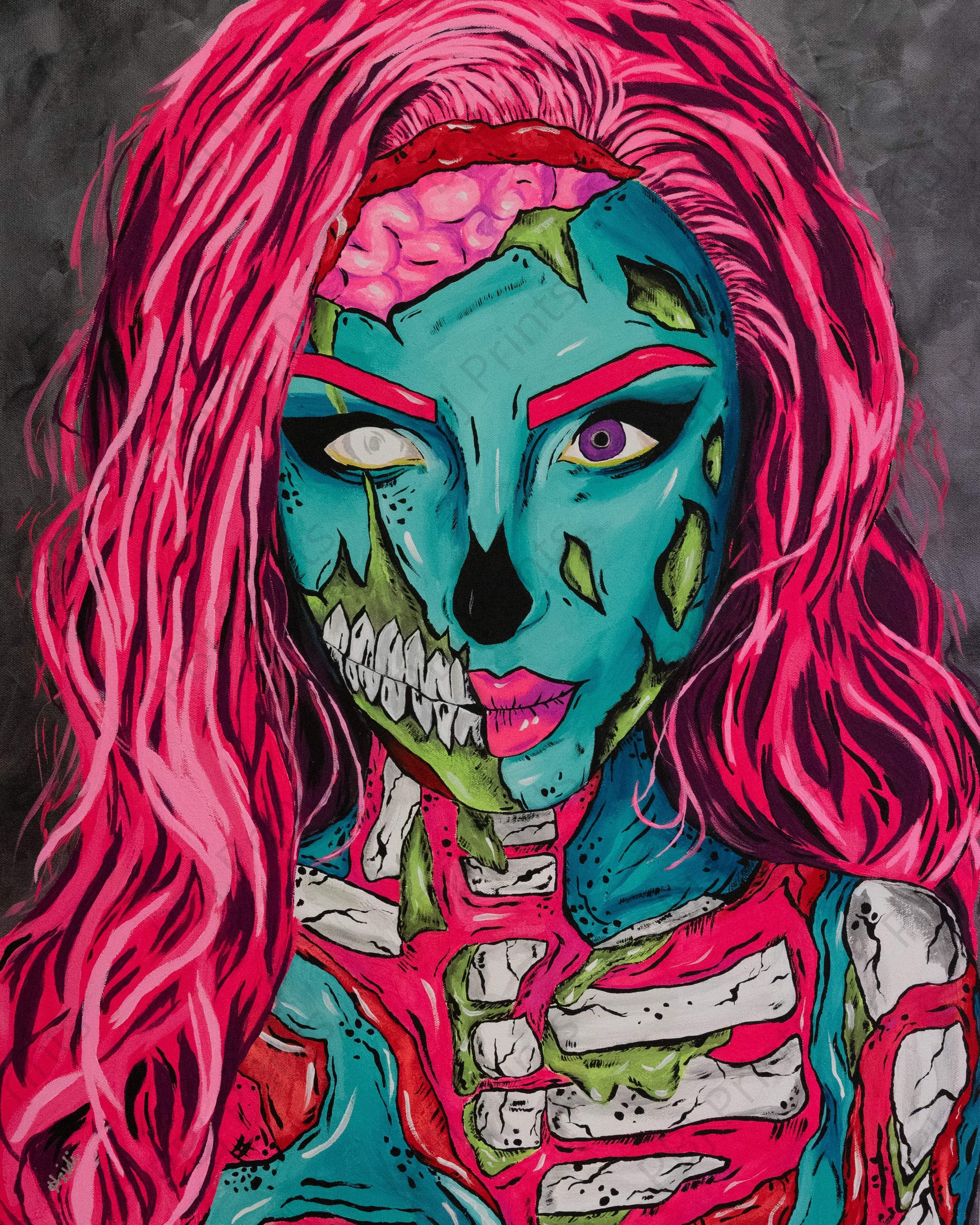 Zombie Princess - Artist by Heidi Hammond - Art Prints, Decoupage Rice Paper, Flat Canvas Prints, Giclee Prints, Photo Prints, Poster Prints