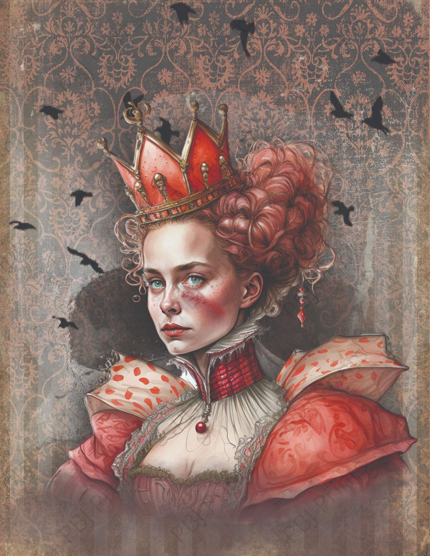 Red Queen - Artist by WeJo Arts - Art Prints, Decoupage Rice Paper, Flat Canvas Prints, Giclee Prints, Photo Prints, Poster Prints