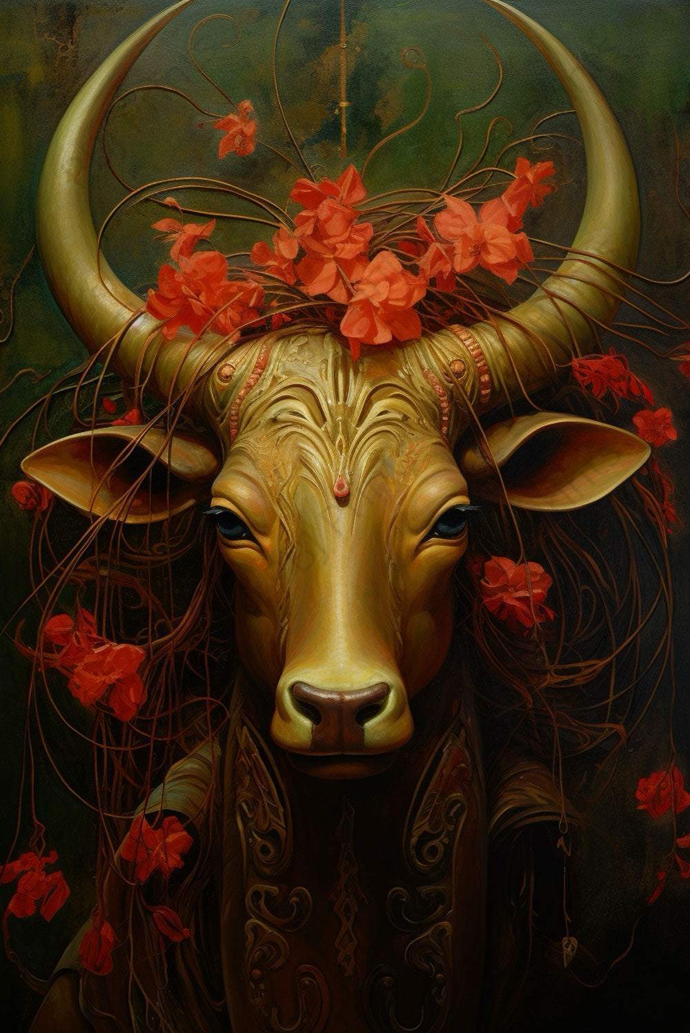 Fierce Bull 2 -  by Audrey Hughes - Ai, Animals, Bull, Cow, New Arrivals