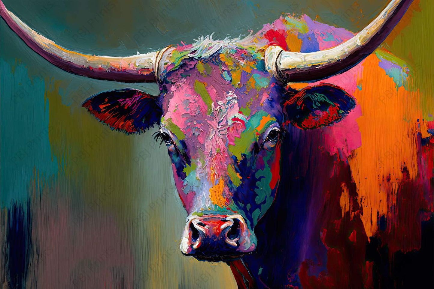 Oscar Longhorn Steer - Artist by Whimsykel Designs - 