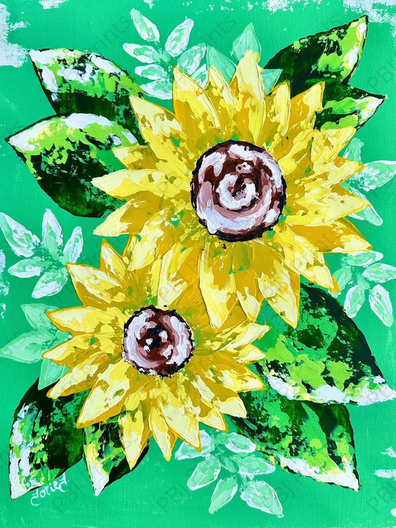 Summer Sunflowers - Artist by Thistle and Grace - Art Print, Decoupage Rice Paper, Flat Canvas Print, Giclee Print, Photo Paper, Poster Print