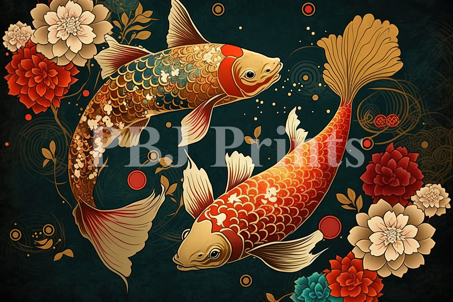 Floral Koi Fish