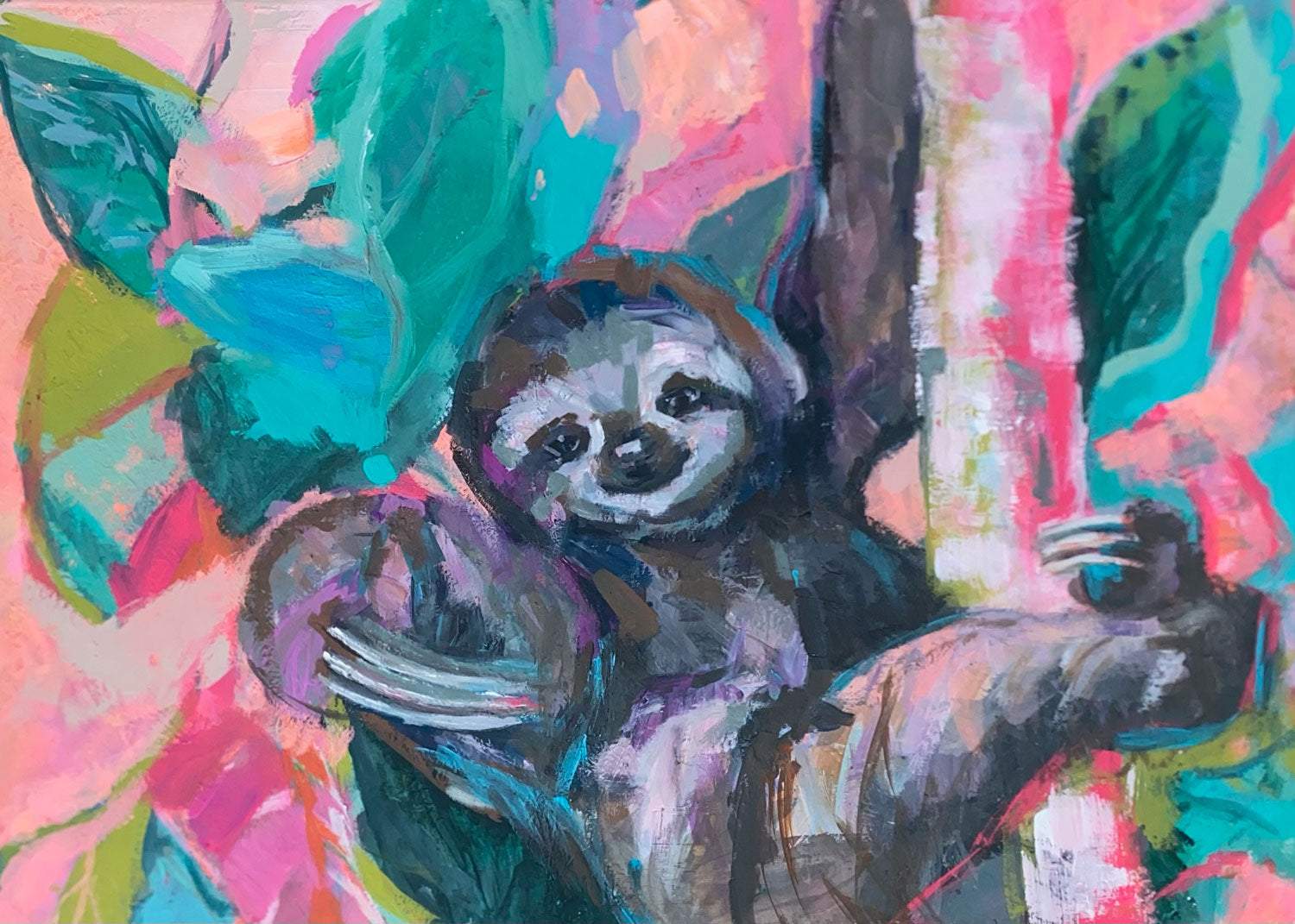 Sloth - Artist by Anissa Marie - Art Prints, Decoupage Rice Paper, Flat Canvas Prints, Giclee Prints, Photo Prints, Poster Prints
