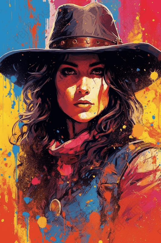 Pop of Color Cowgirl 2 - Artist by Fresh Start Studio Photography - cowgirl, Flowers, popart, Western