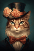 Cat Swag - Artist by Audrey Hughes - Art Prints, Decoupage Rice Paper, Flat Canvas Prints, Giclee Prints, Photo Prints, Poster Prints
