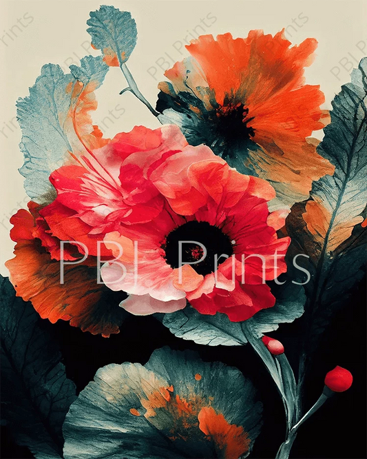 Coral Orange Poppy Flower - Artist by Whimsykel Designs - 