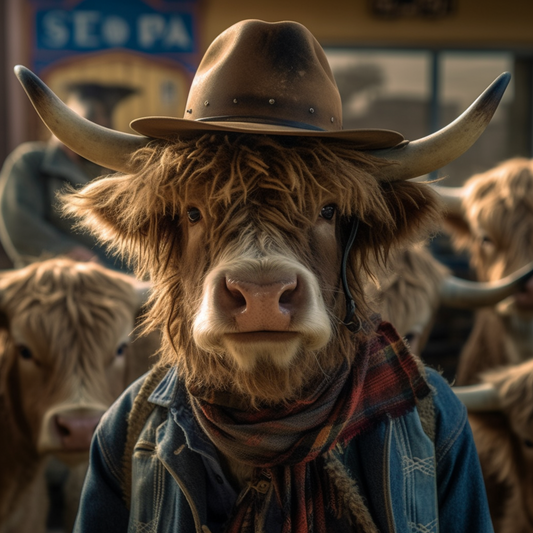 Highland Cow Rancher - Artist by Fresh Start Studio Photography - 