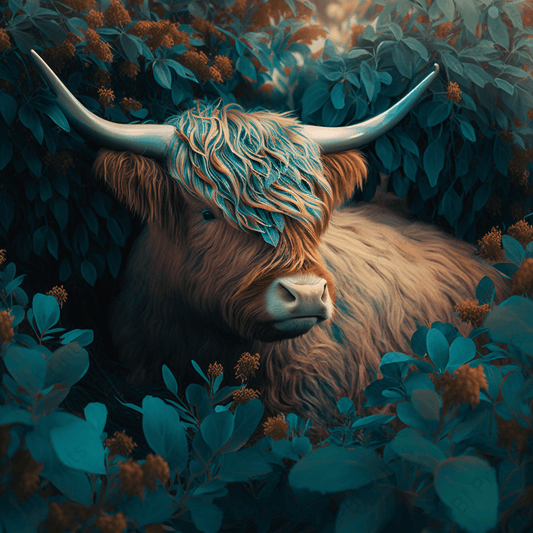 Highland Cow of Turquoise - Artist by Fresh Start Studio Photography - 