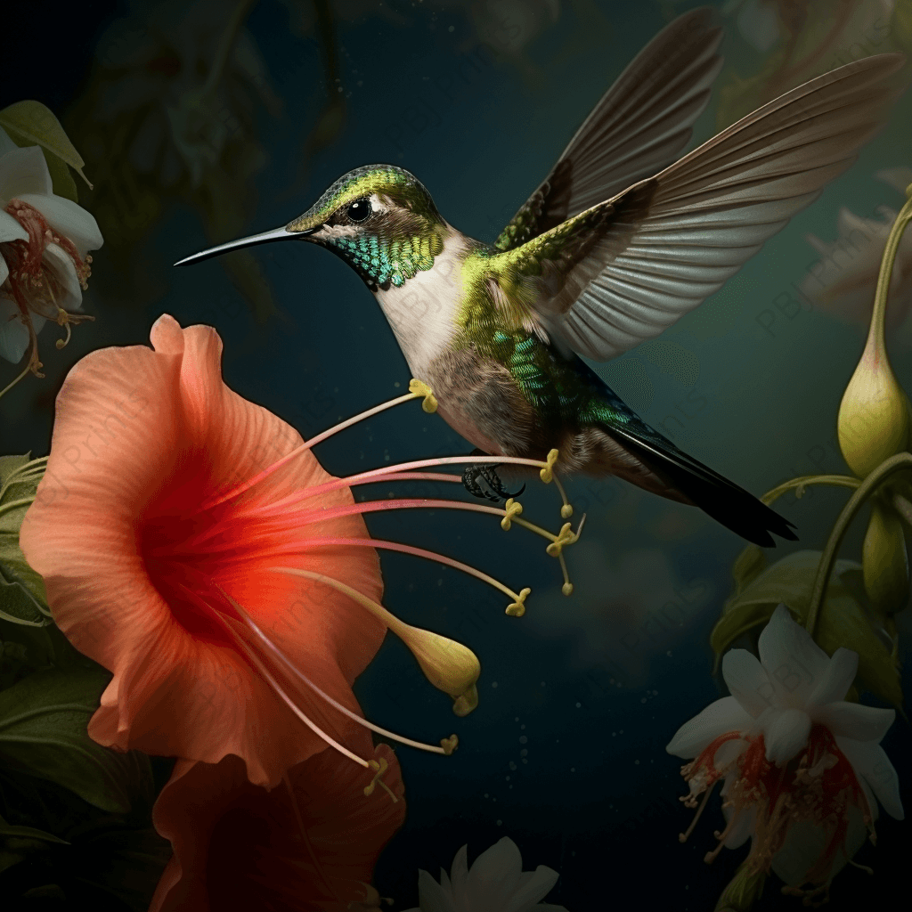 Hummingbird Life - Artist by Audrey Hughes - Art Prints, Decoupage Rice Paper, Flat Canvas Prints, Giclee Prints, Photo Prints, Poster Prints