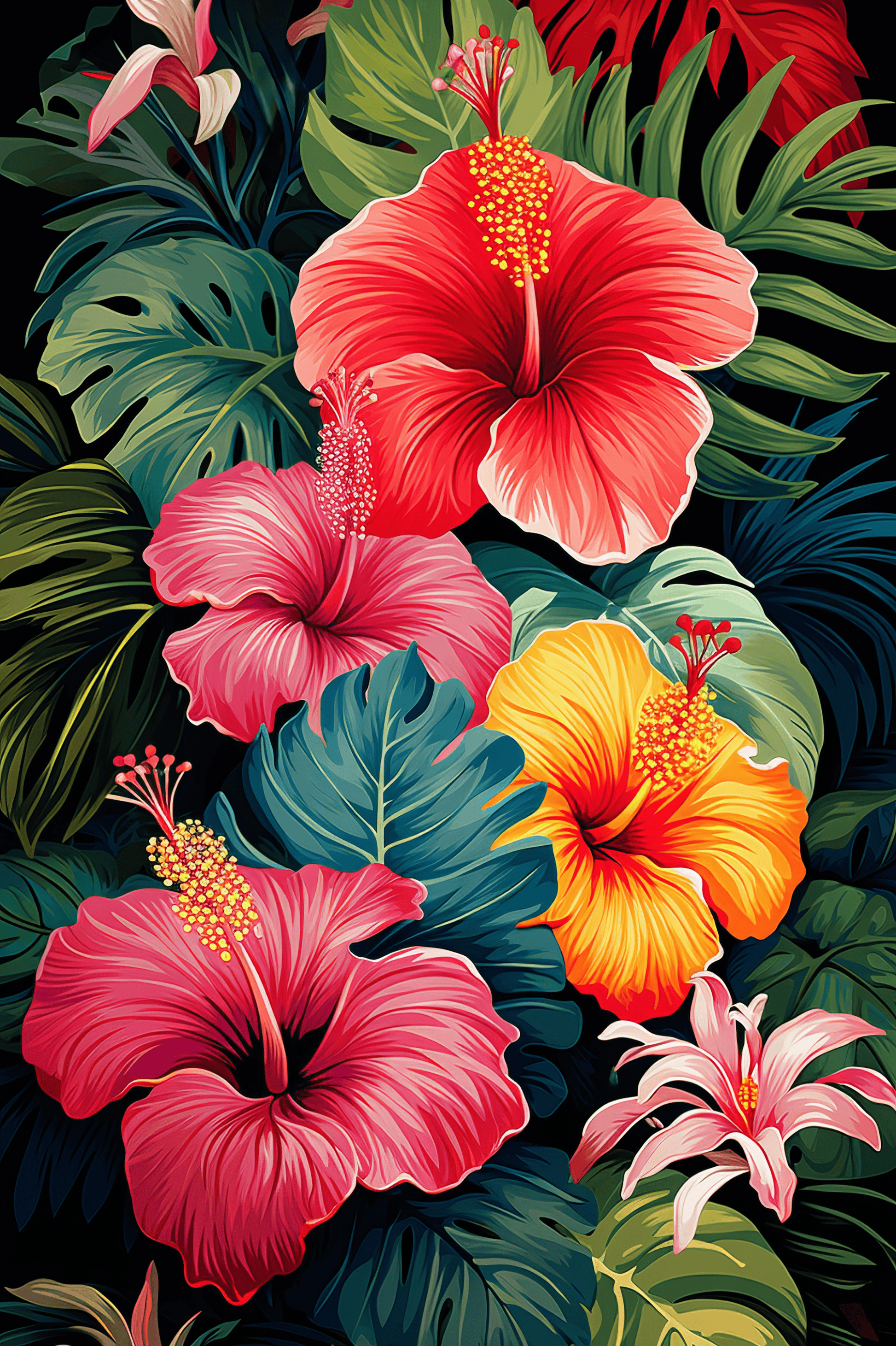 Jungle Hibiscus -  by INKWELL DESIGNERS® - AI, Floral, Flower, New Arrivals