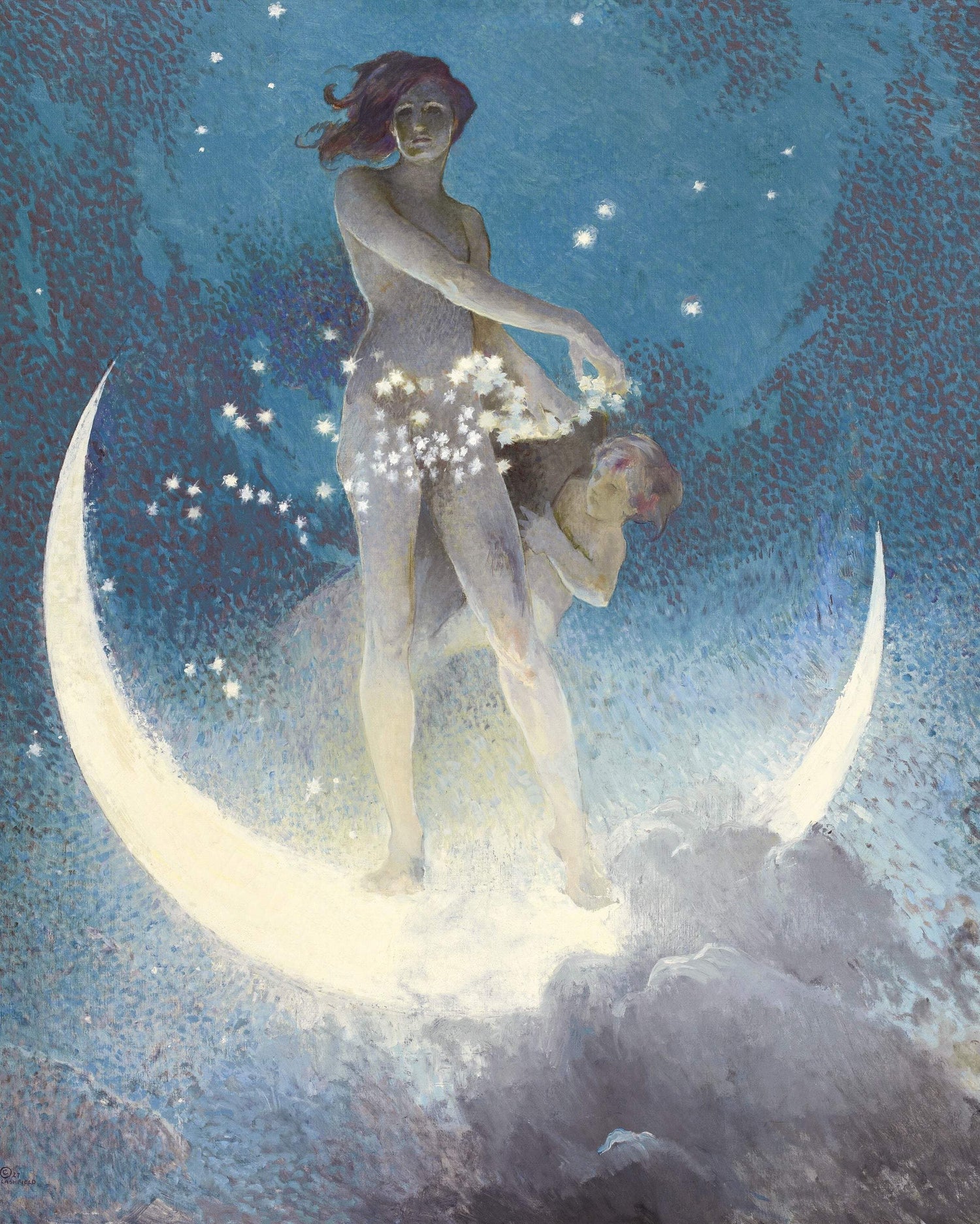 Moon Fairies - Artist by Renewed Spirit Home - Art Prints, Decoupage Rice Paper, Flat Canvas Prints, Giclee Prints, Photo Prints, Poster Prints