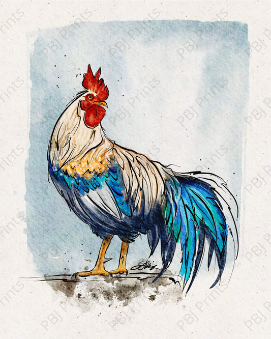 Mr. Bluejeans Rooster - Artist by Alchemy Artisan Works - 