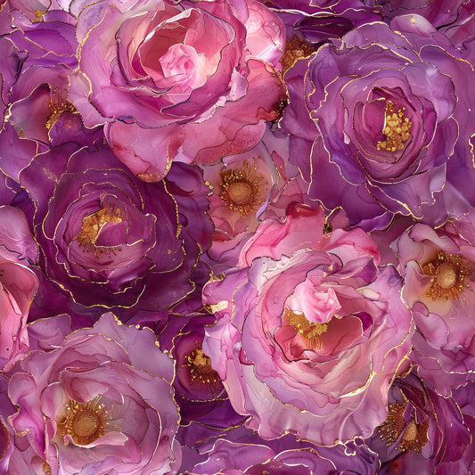 Pink Purple Alcohol Ink Roses
