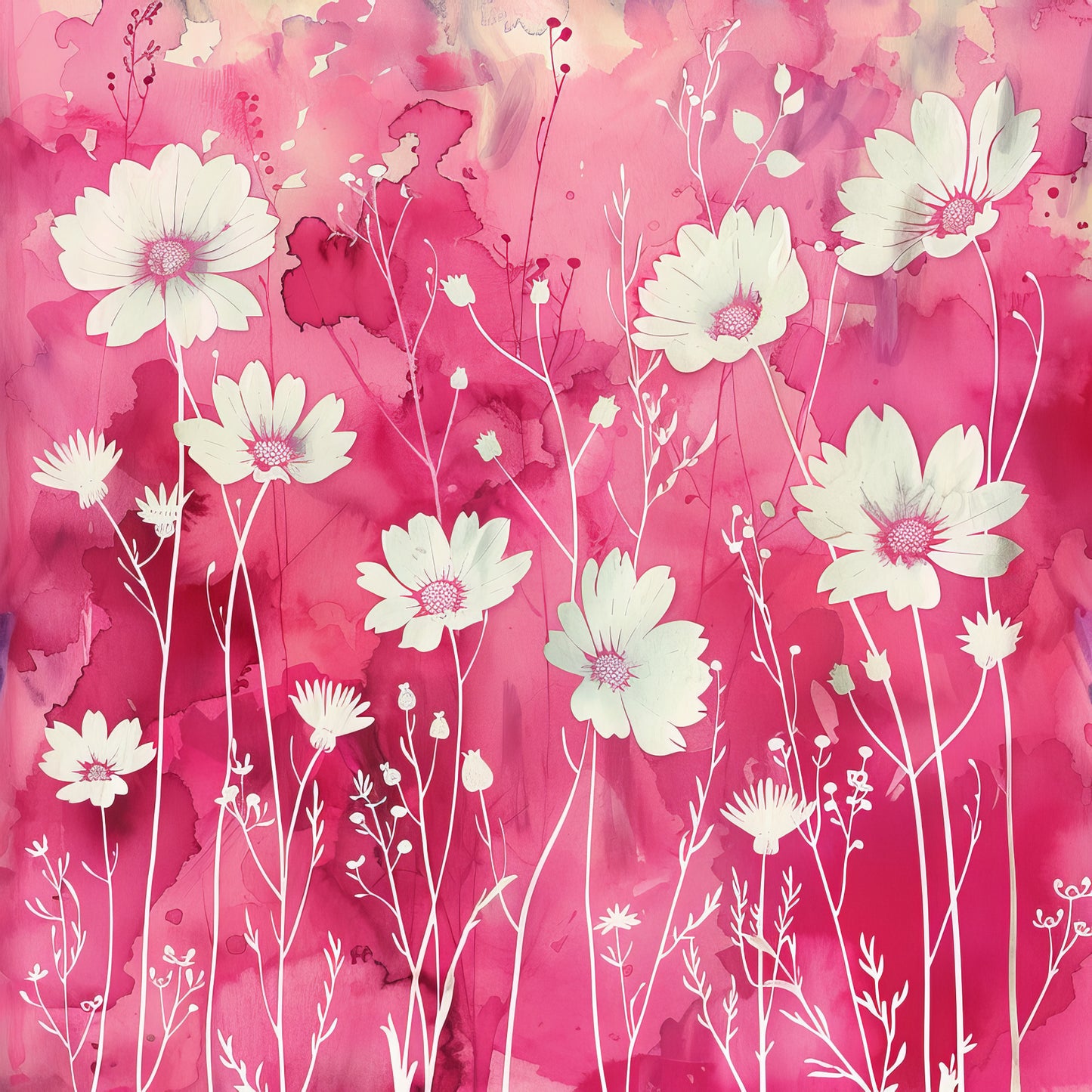 Pink Watercolor Daisies