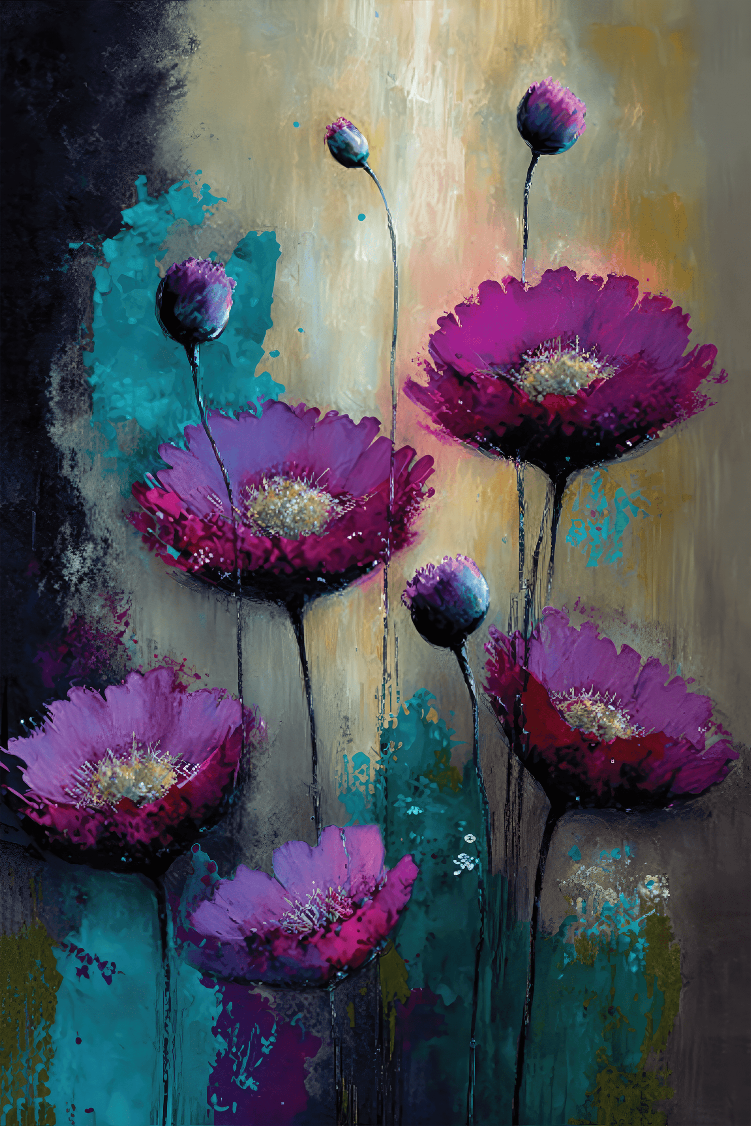 Purple Poppies - Artist by Whimsykel Designs - Art Prints, Decoupage Rice Paper, Flat Canvas Prints, Giclee Prints, Photo Prints, Poster Prints