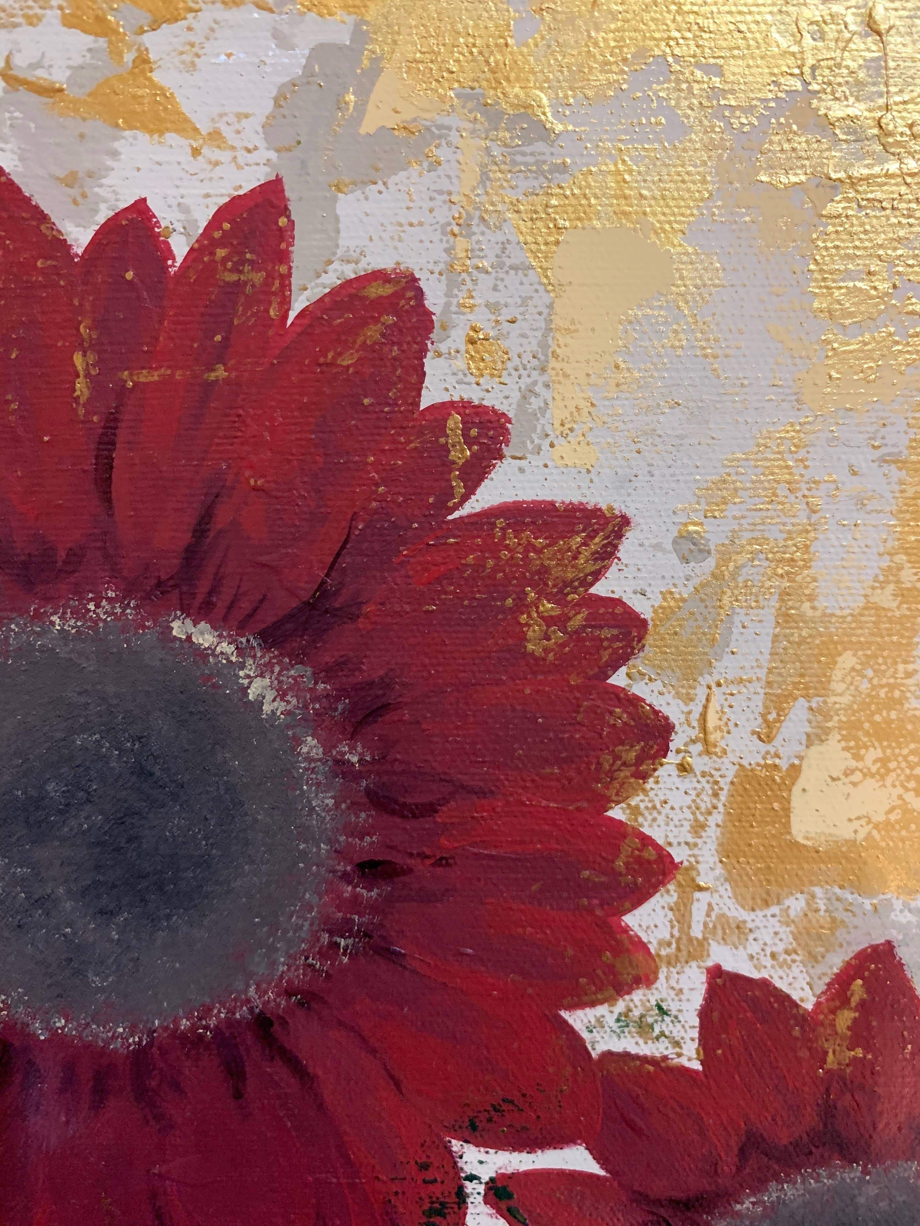 Red Velvet Sunflower - Artist by Renewed Spirit Home - Art Print, Decoupage Rice Paper, Flat Canvas Print, Giclee Print, Photo Paper, Poster Print