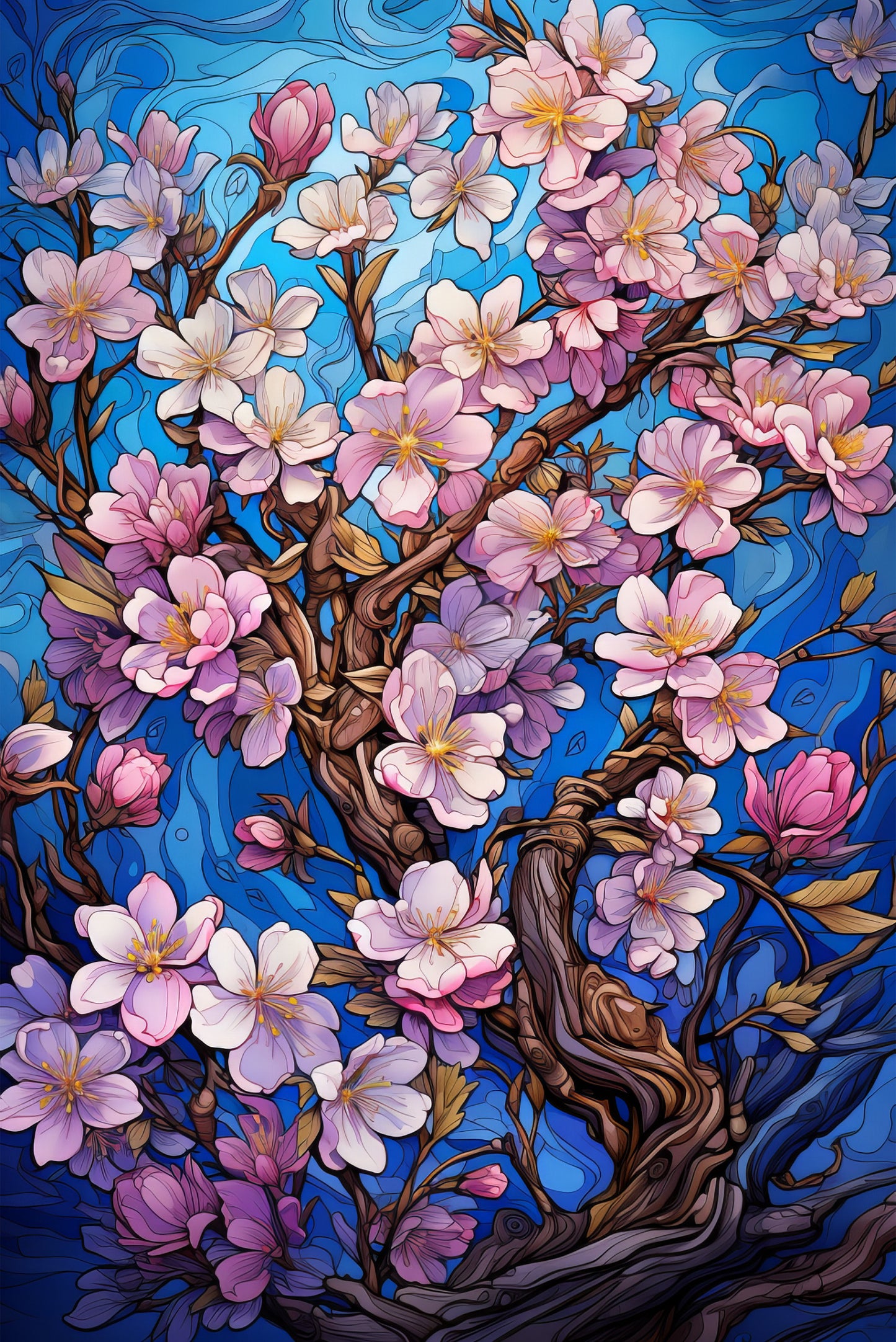 Stained Glass Cherry Blossoms