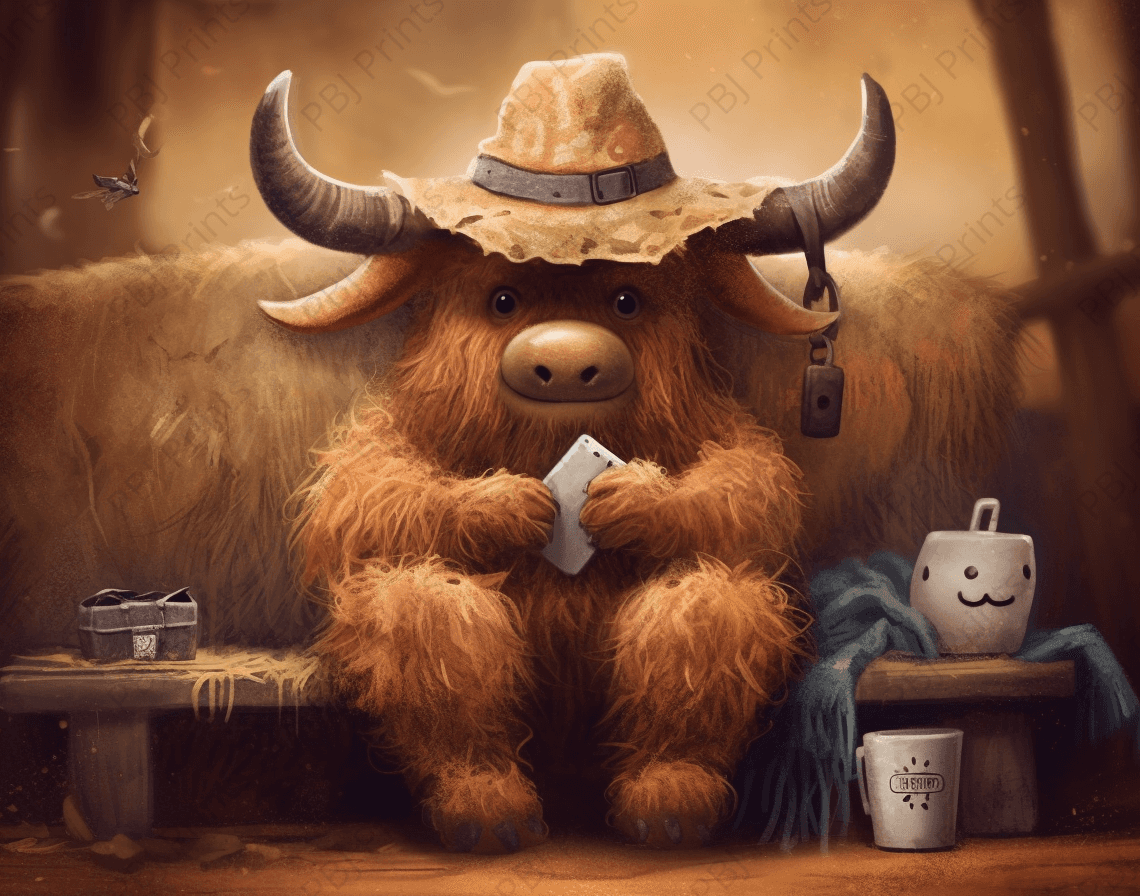 Baby Cow On the Phone - Artist by Fresh Start Studio Photography - 
