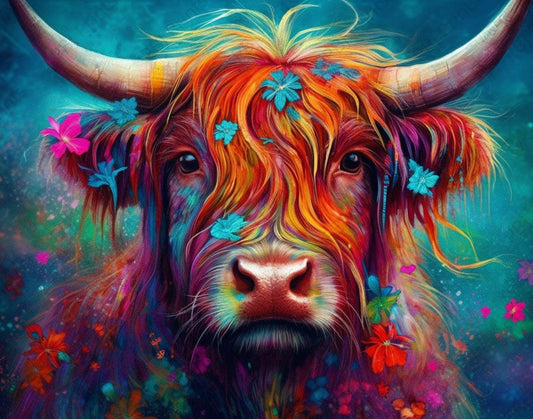 Rainbow Highland Cow - Artist by Fresh Start Studio Photography - 