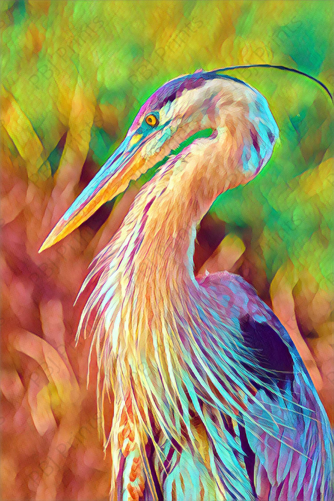 Colorful Great Blue Herron - Artist by Darin E Hartley Photography - Decoupage Rice Paper