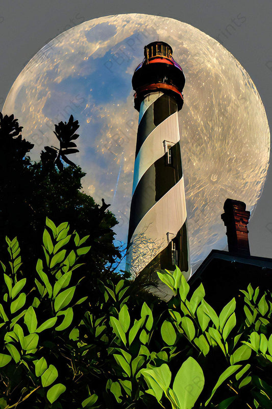Full Moon Anastasia Lighthouse - Artist by Darin E Hartley Photography - 