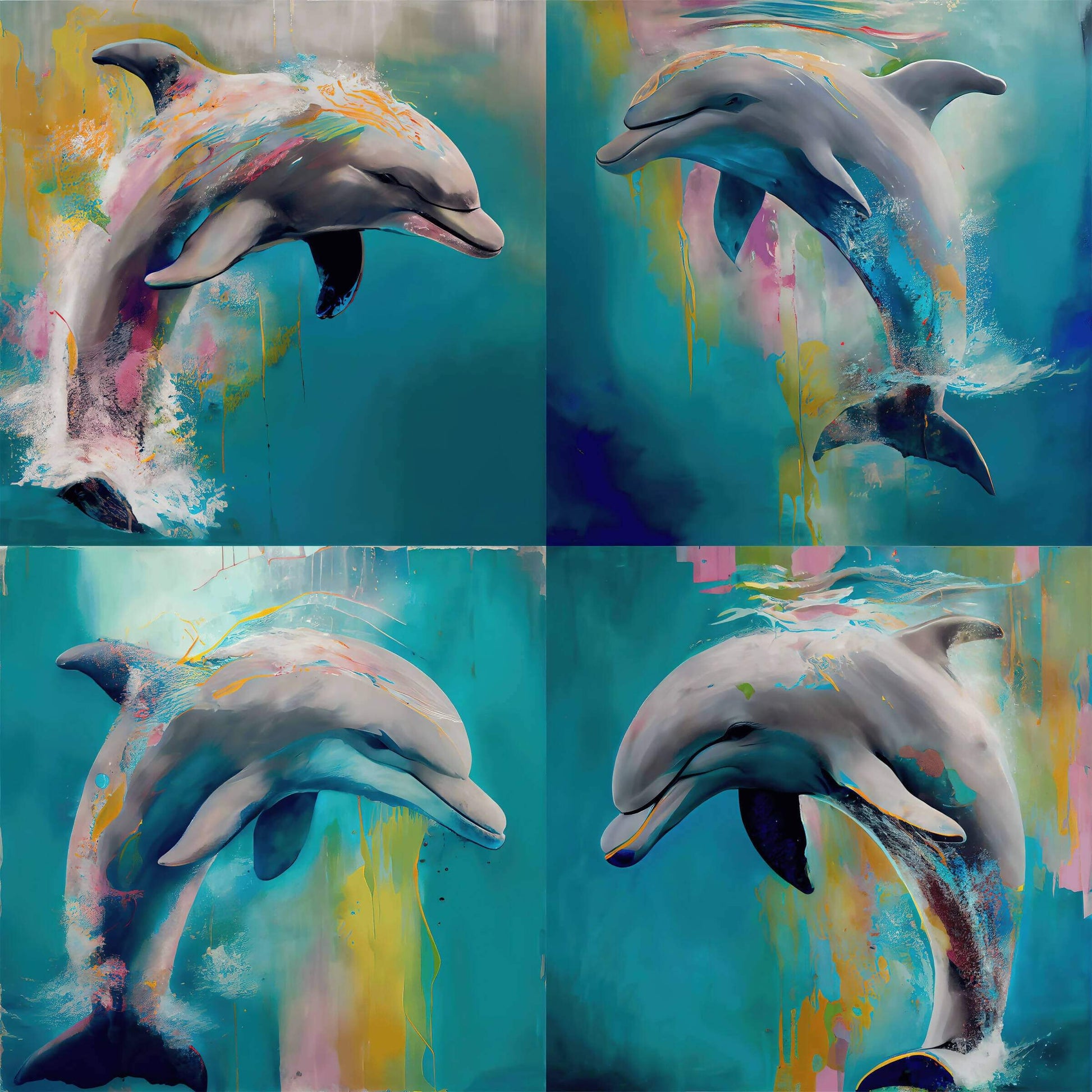 Colorful Dolphin Right & Left Facing - Artist by Whimsykel Designs - Ai Art, Ai Image