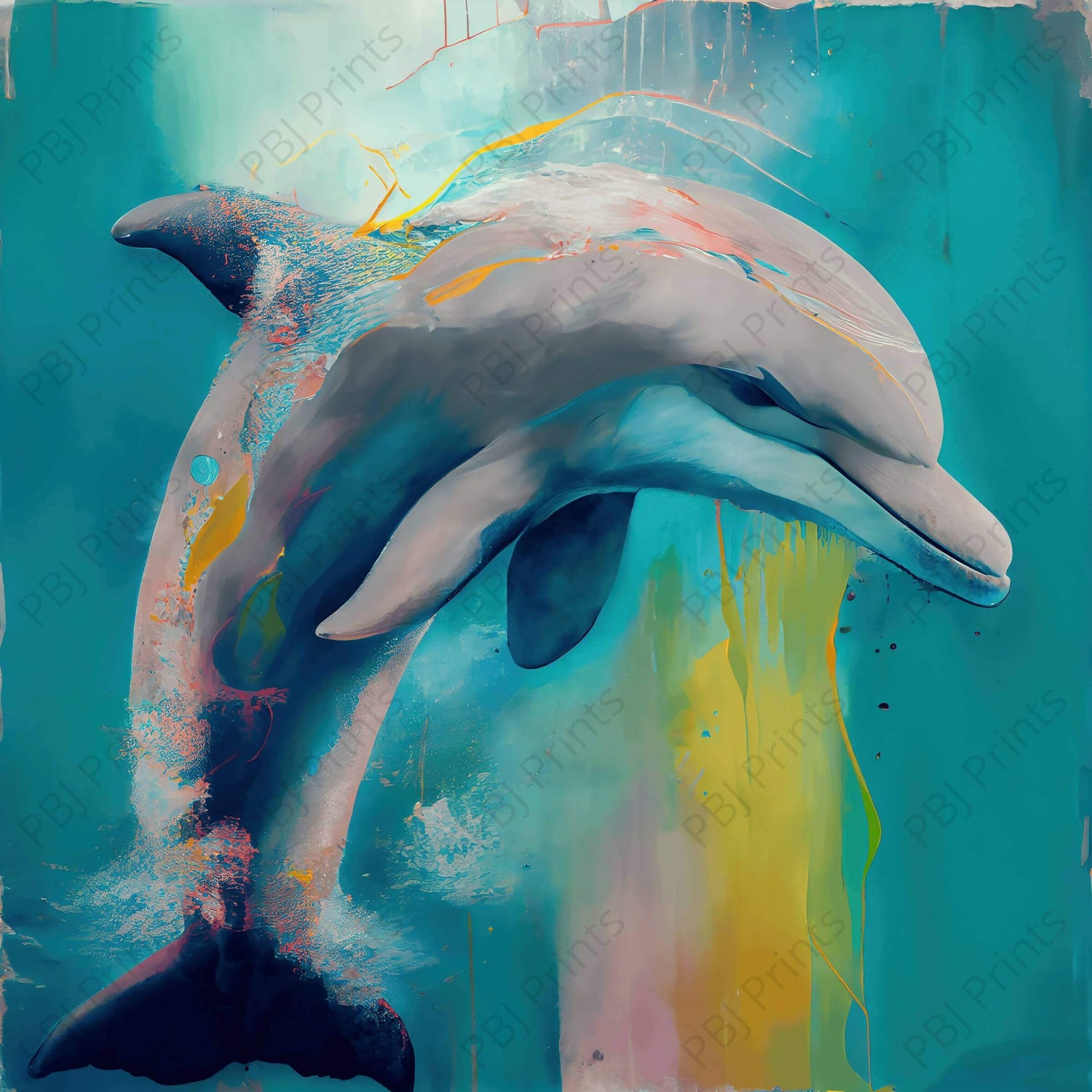 Colorful Dolphin Right Facing - Artist by Whimsykel Designs - Art Prints, Decoupage Rice Paper, Flat Canvas, Photo Prints, Poster Prints, Shop All