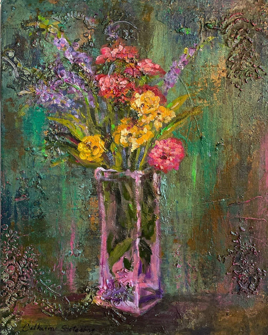 Bapa's Bouquet - Artist by CatherineStotesberyArt - Flowers, Handpainted, Human Art