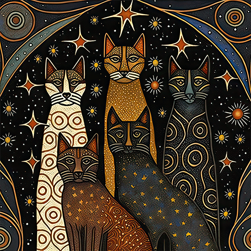 Celestial Felines - Artist by Whimsykel Designs - 