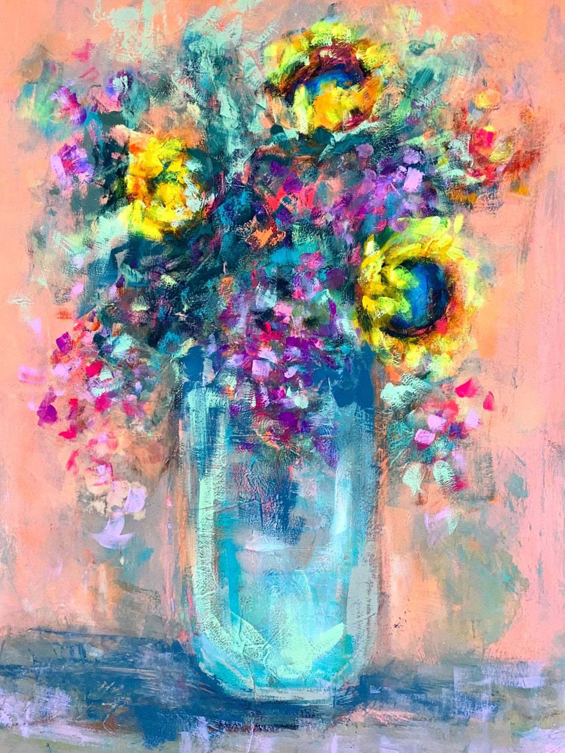 Sunflowers - Artist by Anissa Marie - Art Print, Decoupage Rice Paper, Flat Canvas Print, Giclee Print, Greeting Card, Photo Paper, Poster Print